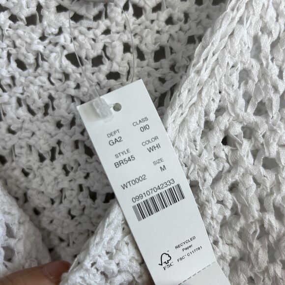 J. Crew Crochet Tank Top Womens Medium White Pointelle Knit Boho Beachy New - Picture 6 of 8